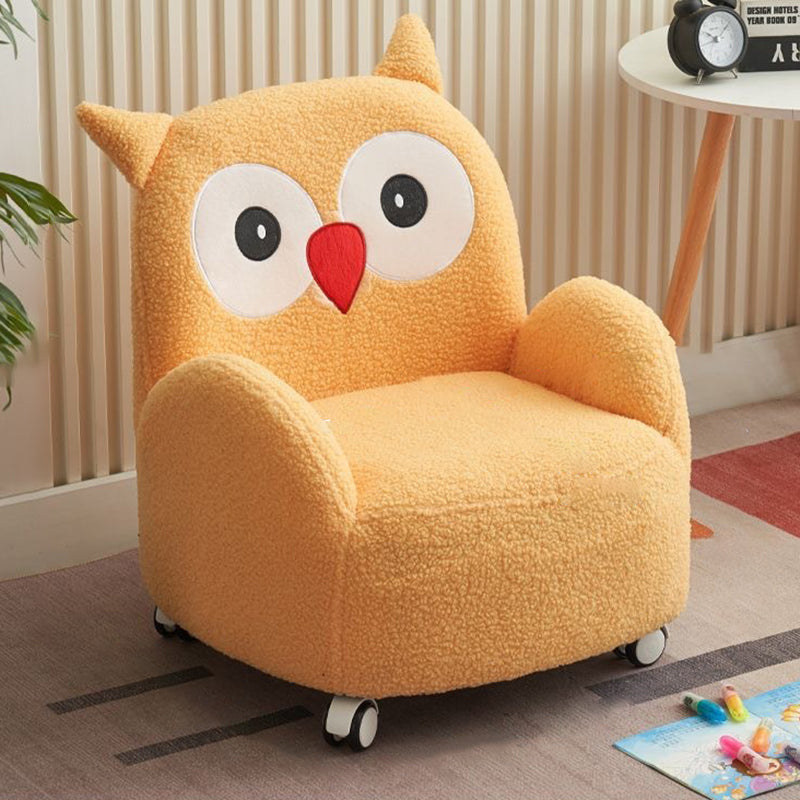 Contemporary Creative Lambswool & Wood Square Sofa Chair For Kids Living Room & Bedroom