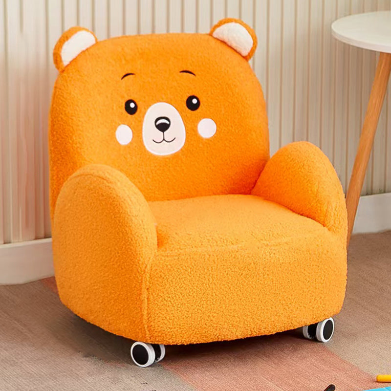 Contemporary Creative Lambswool & Wood Square Sofa Chair For Kids Living Room & Bedroom