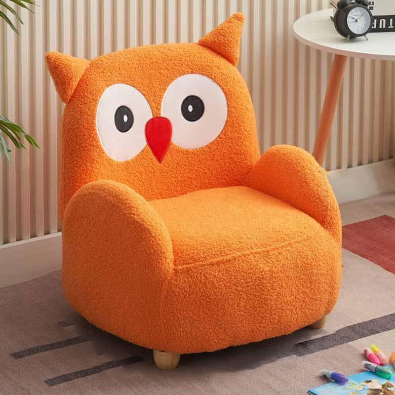 Contemporary Creative Lambswool & Wood Square Sofa Chair For Kids Living Room & Bedroom