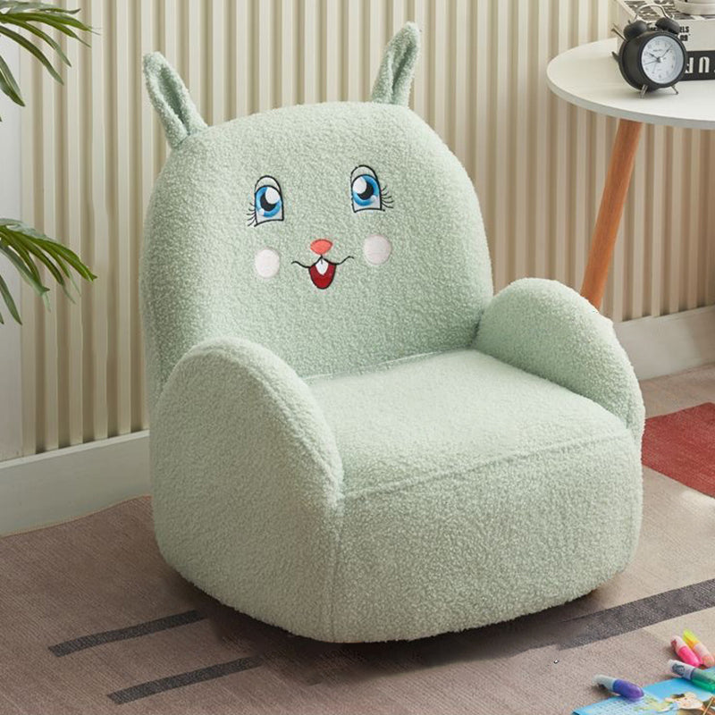 Contemporary Creative Lambswool & Wood Square Sofa Chair For Kids Living Room & Bedroom