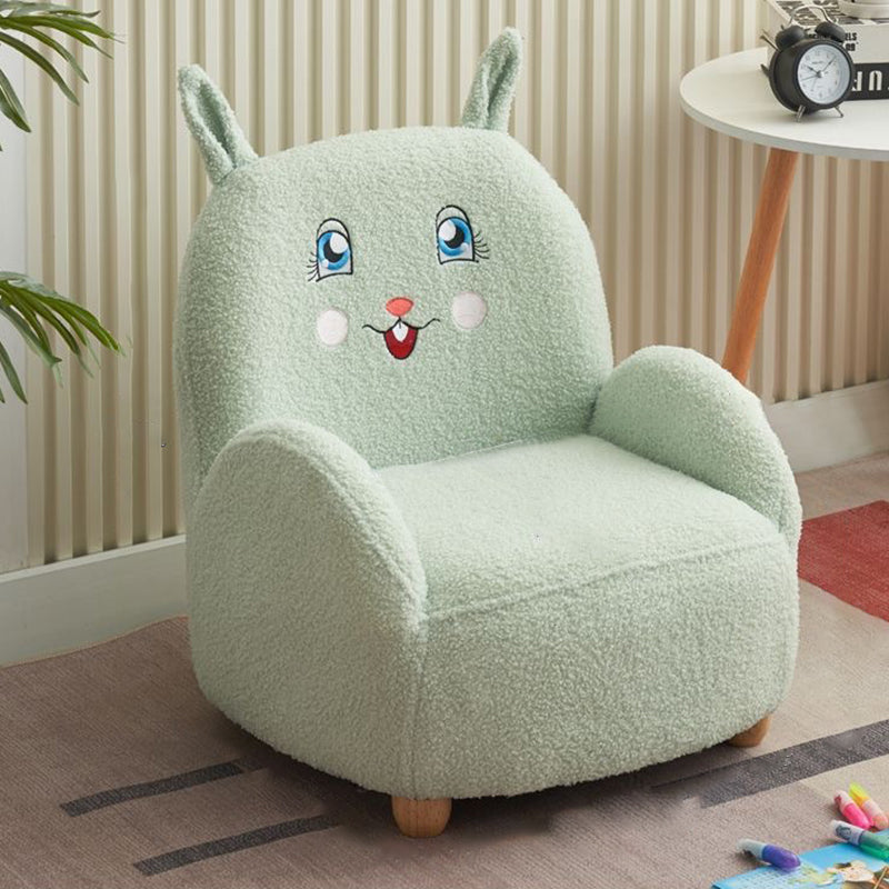 Contemporary Creative Lambswool & Wood Square Sofa Chair For Kids Living Room & Bedroom