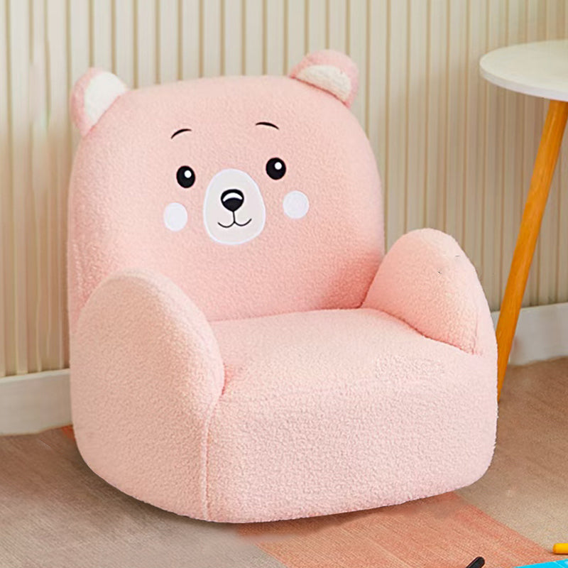 Contemporary Creative Lambswool & Wood Square Sofa Chair For Kids Living Room & Bedroom