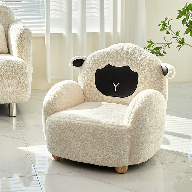 Contemporary Creative Lambswool & Wood Animal-Shaped Sofa Chair For Kids Bedroom & Living Room