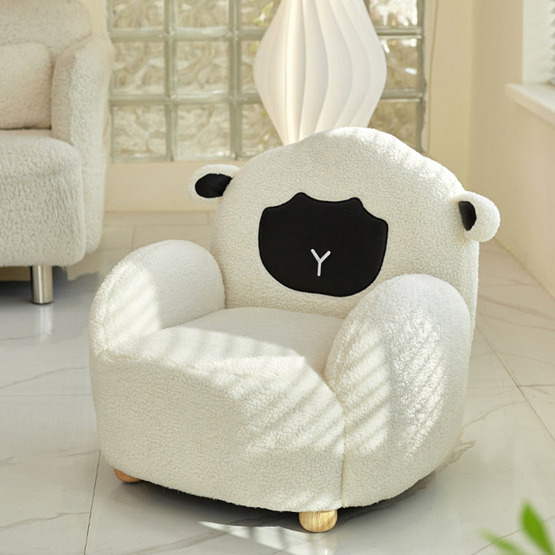 Contemporary Creative Lambswool & Wood Animal-Shaped Sofa Chair For Kids Bedroom & Living Room