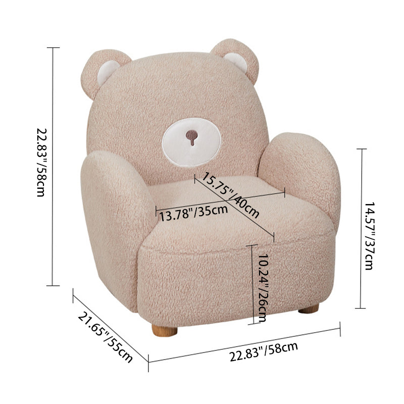 Contemporary Creative Lambswool & Wood Animal-Shaped Sofa Chair For Kids Bedroom & Living Room