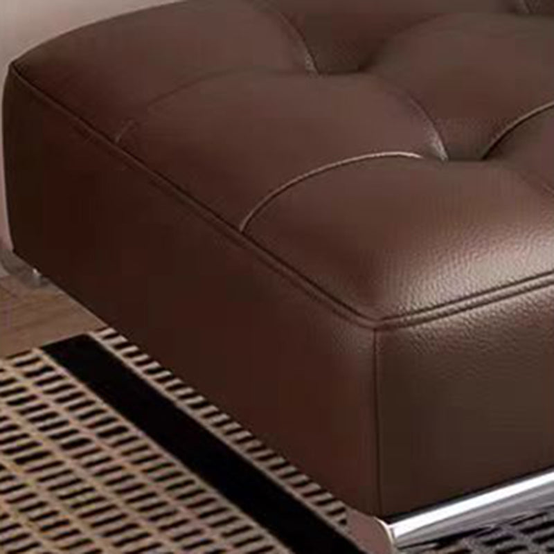 Modern Minimalist Faux Leather Stainless Steel Rectangular Bench For Entryway, Bedroom, And Living Room