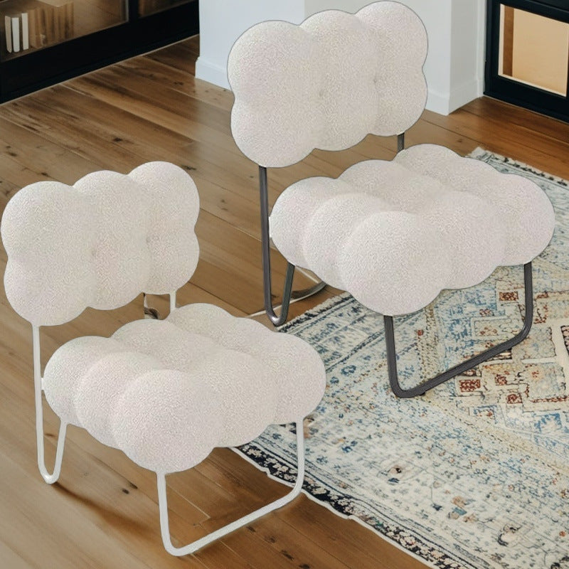 Contemporary Nordic Circle Fleece & Iron Square Accent Chair For Bedroom And Living Room