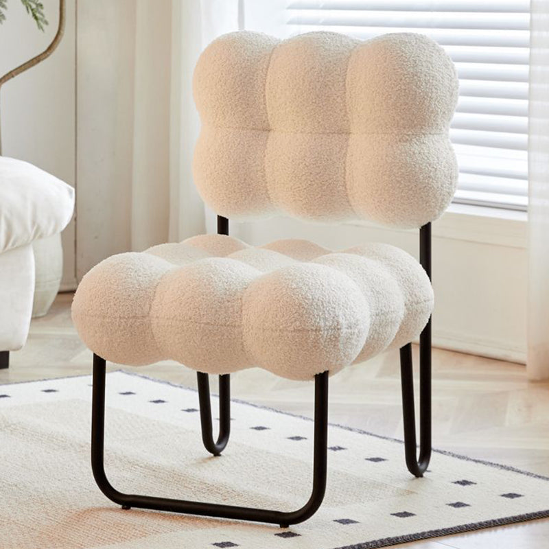 Contemporary Nordic Circle Fleece & Iron Square Accent Chair For Bedroom And Living Room