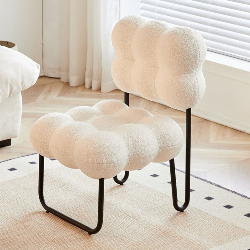 Contemporary Nordic Circle Fleece & Iron Square Accent Chair For Bedroom And Living Room