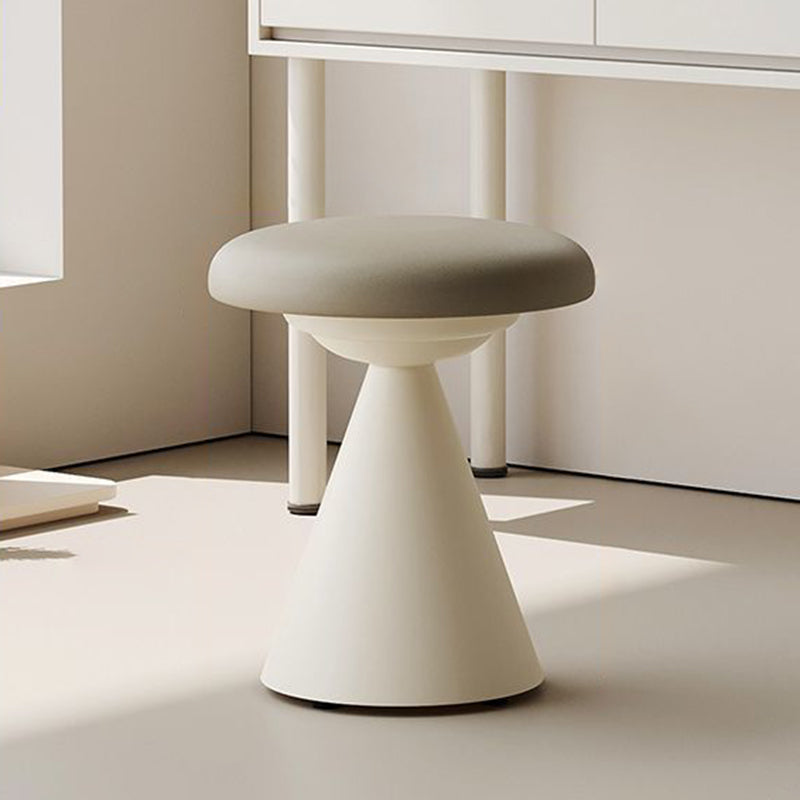 Contemporary Nordic Leather & Iron Round Conical Vanity Stool For Bedroom And Living Room