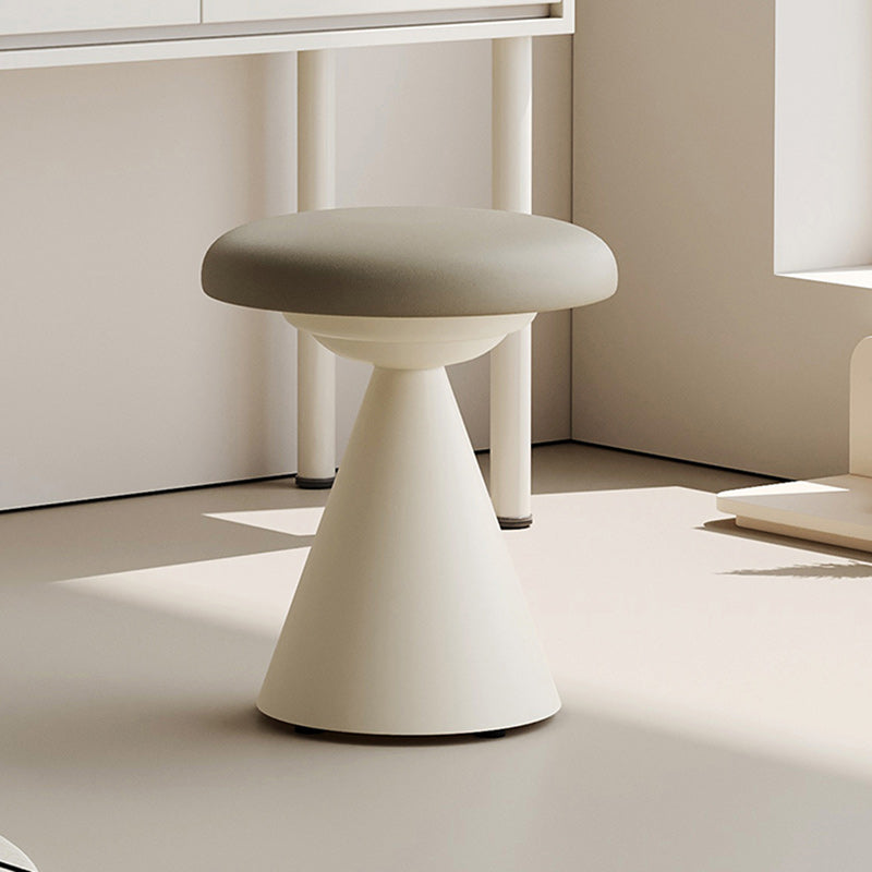 Modern Minimalist Leather & Iron Mushroom Cone Vanity Stool For Bedroom & Living Room