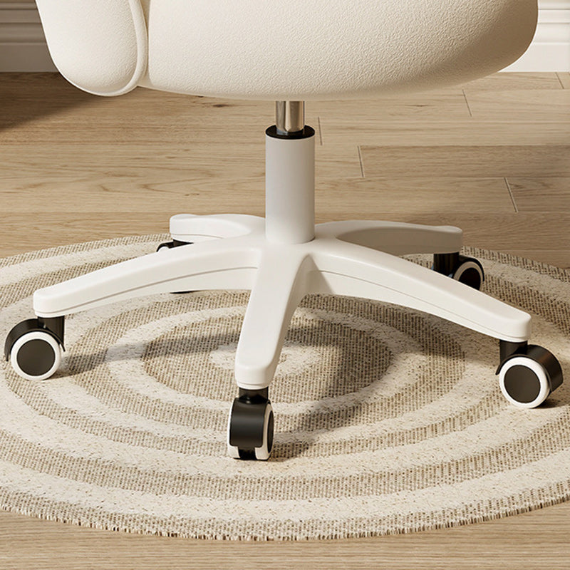 Contemporary Nordic Velvet & Nylon Curved Round Vanity Stool With Swivel & Adjustable Height For Bedroom & Living Room