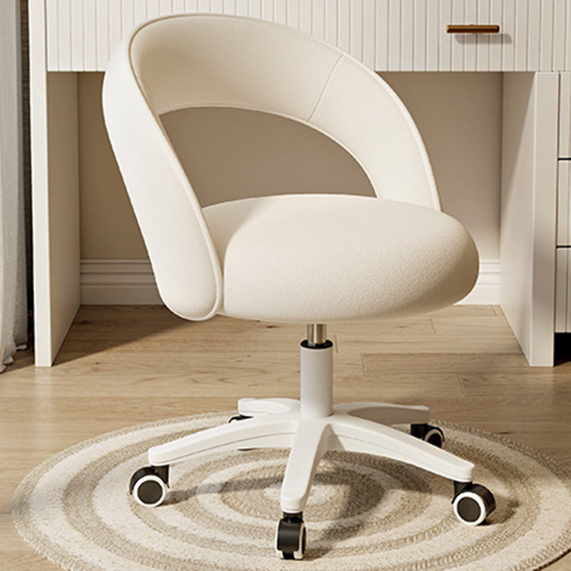 Contemporary Nordic Velvet & Nylon Curved Round Vanity Stool With Swivel & Adjustable Height For Bedroom & Living Room