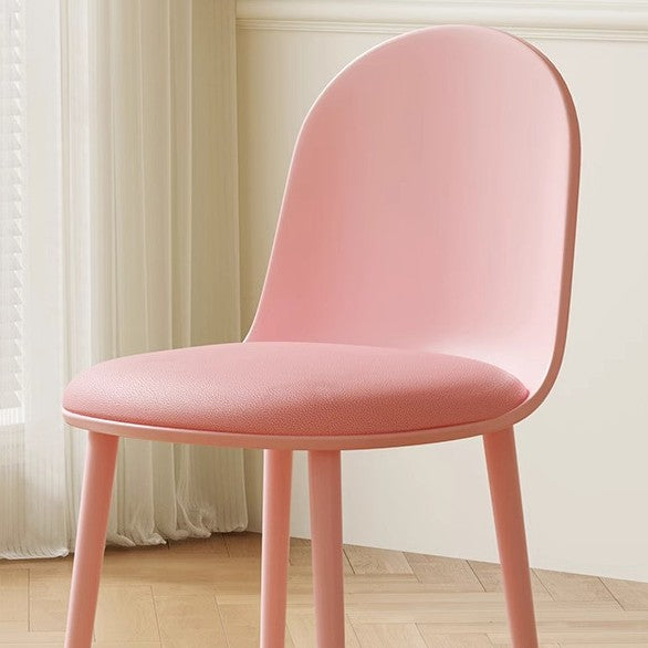 Modern Minimalist Velvet, Faux Napa Leather, & Plastic Curved Dining Chair With Ergonomic Design For Bedroom, Living Room & Kitchen