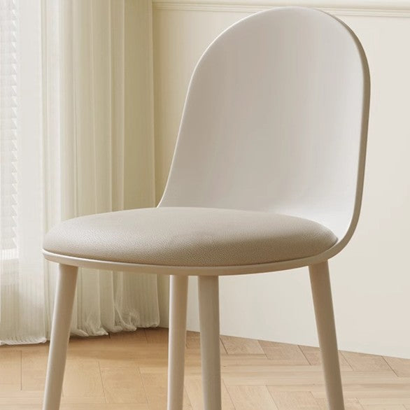 Modern Minimalist Velvet, Faux Napa Leather, & Plastic Curved Dining Chair With Ergonomic Design For Bedroom, Living Room & Kitchen