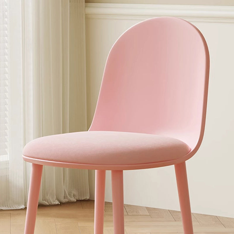 Modern Minimalist Velvet, Faux Napa Leather, & Plastic Curved Dining Chair With Ergonomic Design For Bedroom, Living Room & Kitchen
