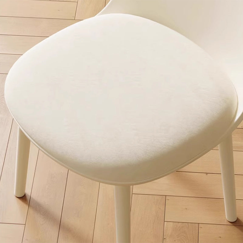 Modern Minimalist Velvet, Faux Napa Leather, & Plastic Curved Dining Chair With Ergonomic Design For Bedroom, Living Room & Kitchen