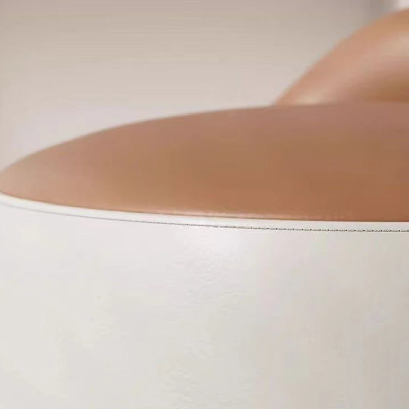 Modern Minimalist Faux Leather & Wood Cylindrical Vanity Stool For Bedroom & Living Room