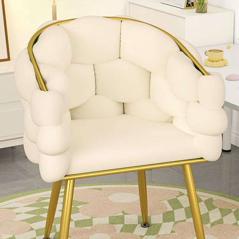 Contemporary Nordic Velvet & Metal Bubble Curved Vanity Stool With Adjustable Feet For Bedroom & Living Room