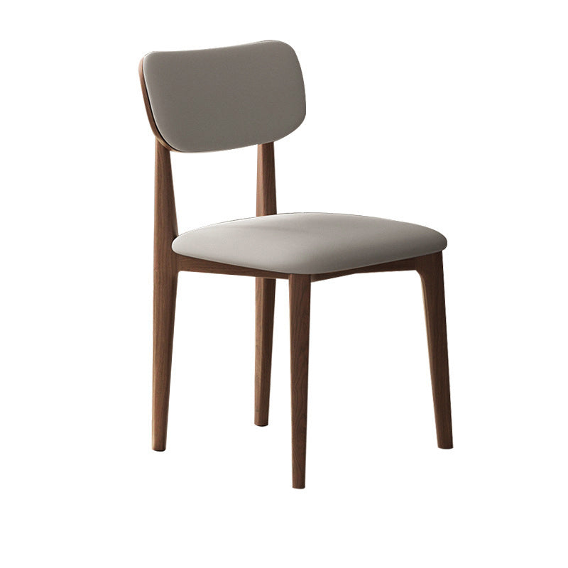 Modern Minimalist Wood & Microfiber Leather Curved Square Dining Chair For Living Room, Bedroom & Kitchen