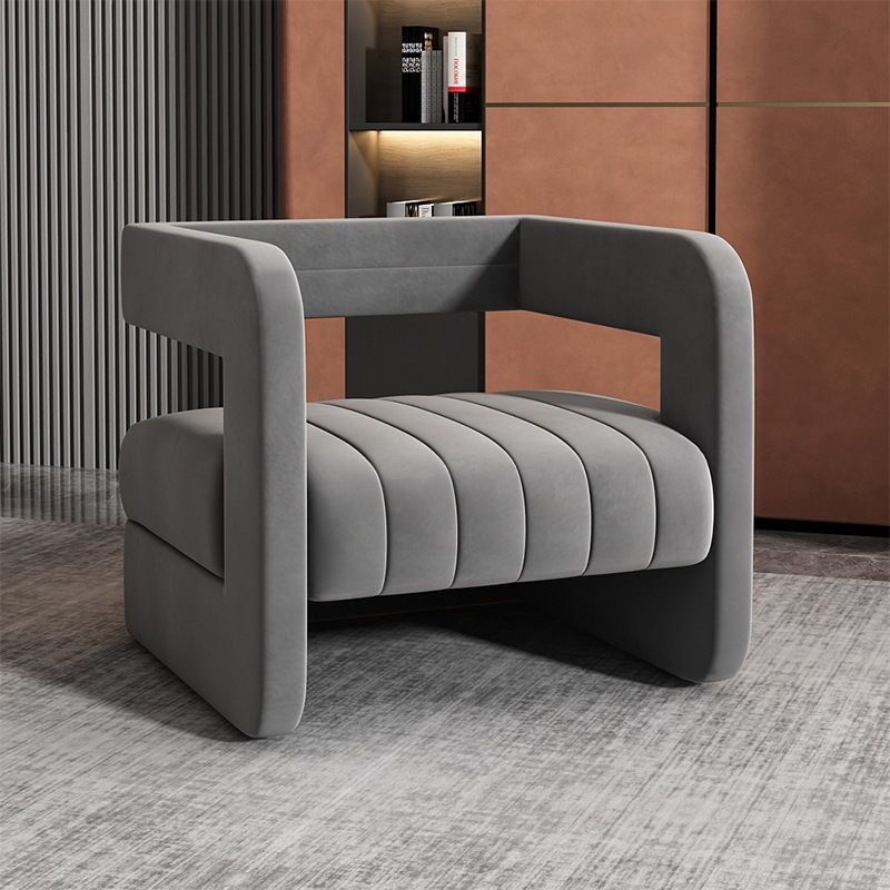 Contemporary Nordic Velvet & Metal Square Accent Chair For Bedroom & Living Room
