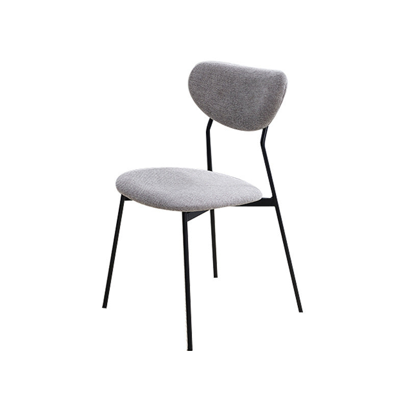 Contemporary Scandinavian Linen Iron Semi-Round Dining Chair With Backrest For Living Room & Dining Room