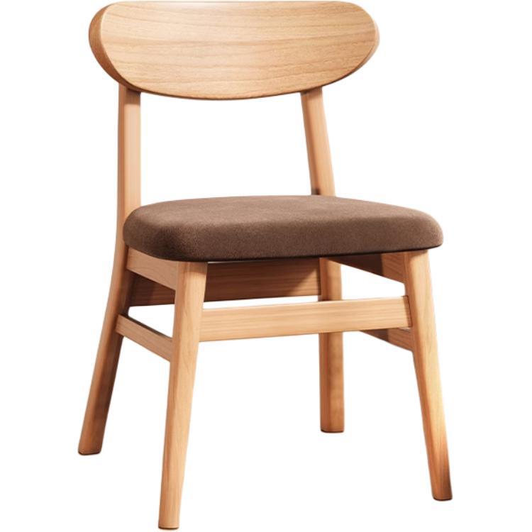 Modern Minimalist Cotton Linen Faux Leather Solid Wood Curved Dining Chair With Backrest For Dining Room