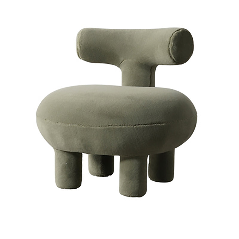 Contemporary Creative Lambswool Solid Wood Curved Round Kids Accent Chair With Backrest For Living Room