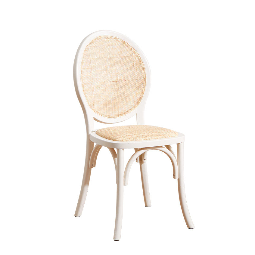 Contemporary Scandinavian Rattan Solid Wood Oval Square Dining Chair With Backrest For Dining Room