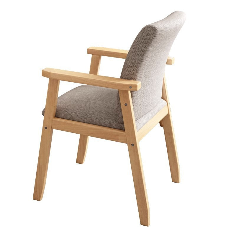 Modern Minimalist Solid Wood Fabric Rectangular Dining Chair With Backrest Armrests For Dining Room