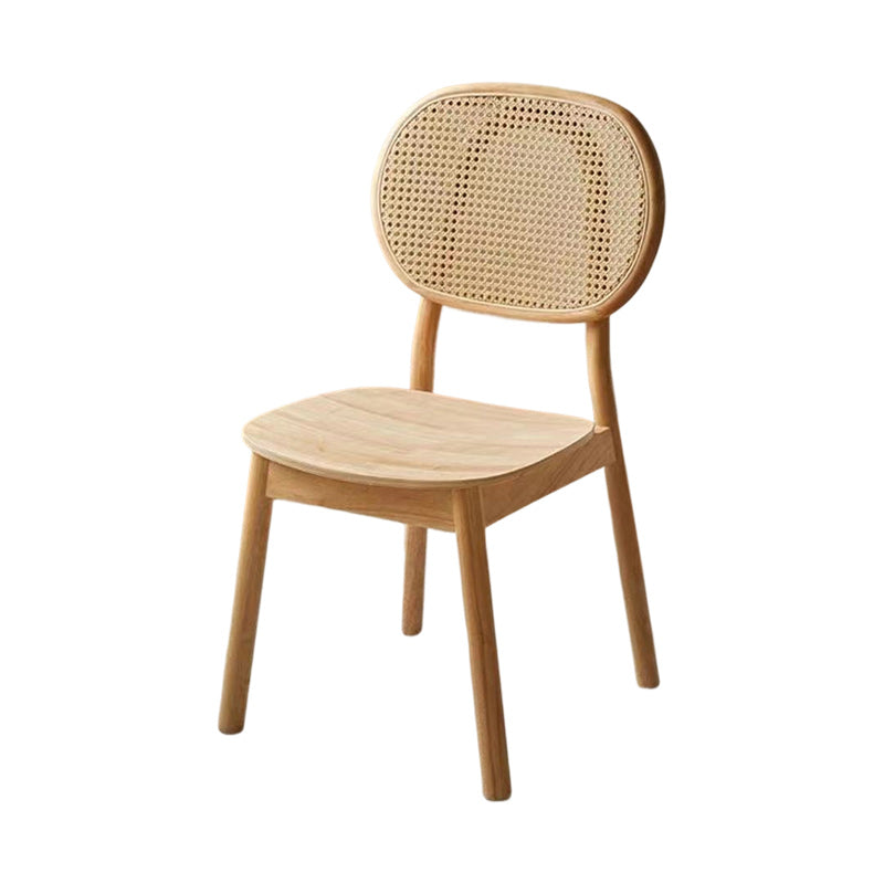 Traditional Chinese Solid Wood Oval Curved Dining Chair With Backrest For Dining Room