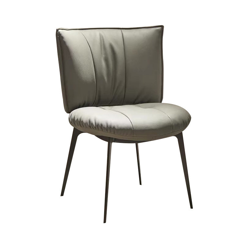 Modern Minimalist Microfiber Leather Metal Curved Square Dining Chair With Backrest For Dining Room