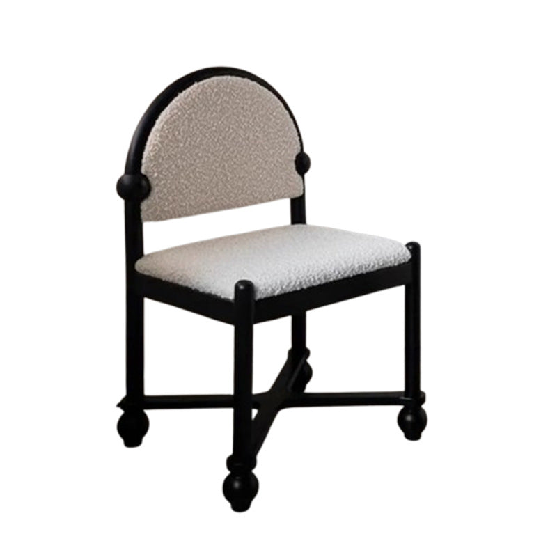 Traditional Vintage Velvet Solid Wood Half-Round Square Dining Chair With Backrest For Dining Room