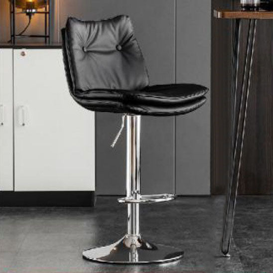 Modern Minimalist Nappa Leather Iron Curved Square Bar Stool With Backrest For Dining Room