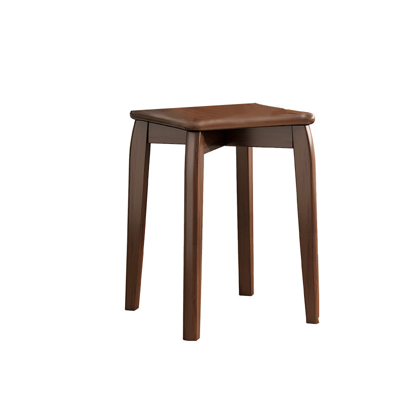 Traditional Chinese Solid Wood Wavy Edge Square Dining Stool Stackable Chair For Dining Room