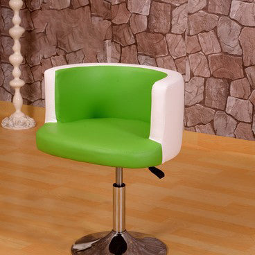 Contemporary Scandinavian Adjustable Height Rotatable Round PU Leather Upholstered Iron Legs Vanity Stool Backrest For Bedroom