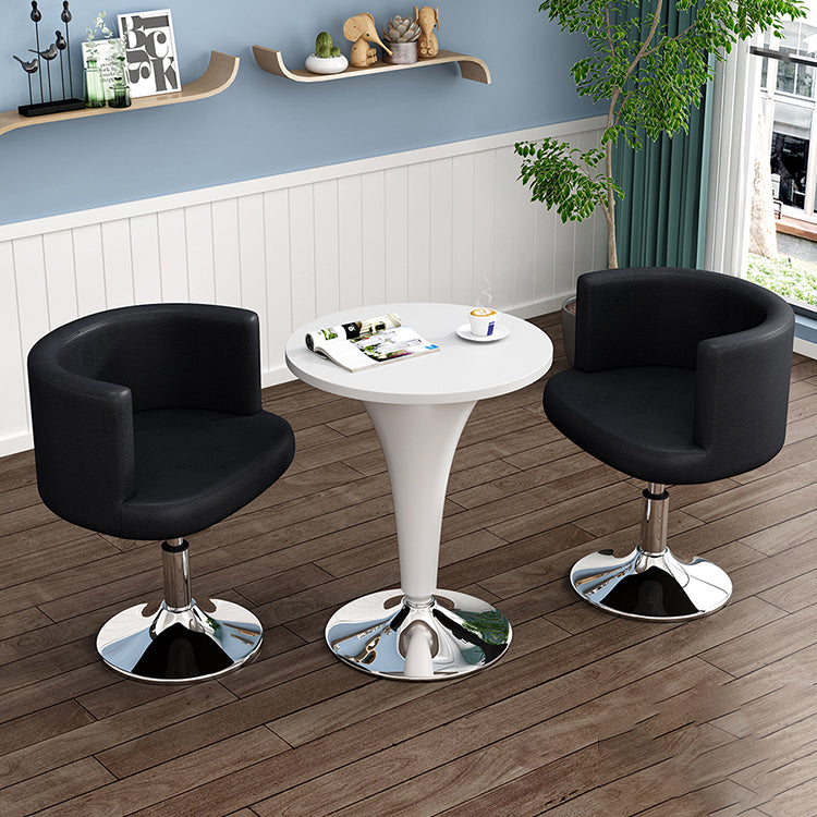 Contemporary Scandinavian Adjustable Height Rotatable Round PU Leather Upholstered Iron Legs Vanity Stool Backrest For Bedroom