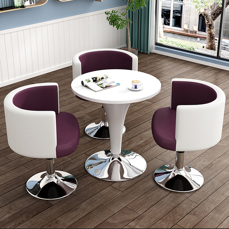 Contemporary Scandinavian Adjustable Height Rotatable Round PU Leather Upholstered Iron Legs Vanity Stool Backrest For Bedroom