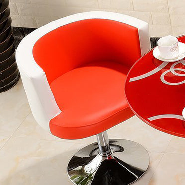 Contemporary Scandinavian Adjustable Height Rotatable Round PU Leather Upholstered Iron Legs Vanity Stool Backrest For Bedroom