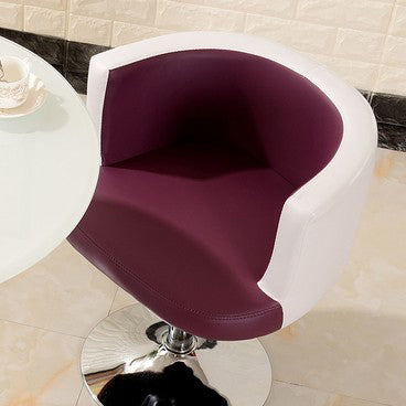Contemporary Scandinavian Adjustable Height Rotatable Round PU Leather Upholstered Iron Legs Vanity Stool Backrest For Bedroom