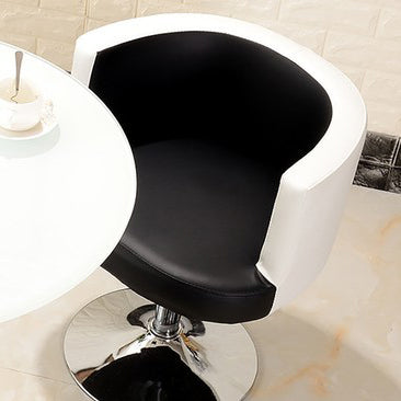 Contemporary Scandinavian Adjustable Height Rotatable Round PU Leather Upholstered Iron Legs Vanity Stool Backrest For Bedroom