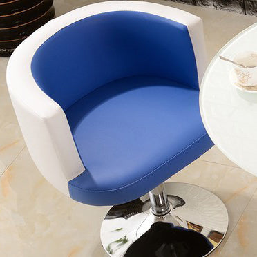 Contemporary Scandinavian Adjustable Height Rotatable Round PU Leather Upholstered Iron Legs Vanity Stool Backrest For Bedroom