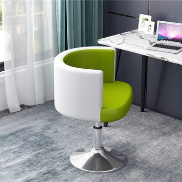 Contemporary Scandinavian Adjustable Height Rotatable Round PU Leather Upholstered Iron Legs Vanity Stool Backrest For Bedroom