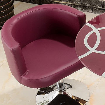 Contemporary Scandinavian Adjustable Height Rotatable Round PU Leather Upholstered Iron Legs Vanity Stool Backrest For Bedroom