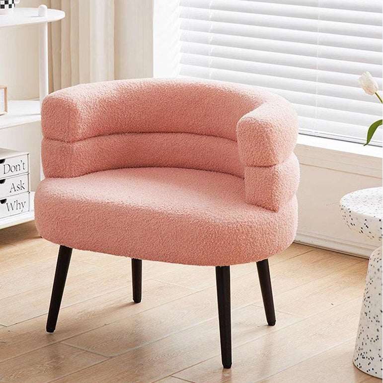 Contemporary Nordic Round Curved Lambswool Carbon Steel Vanity Stool Backrest For Bedroom