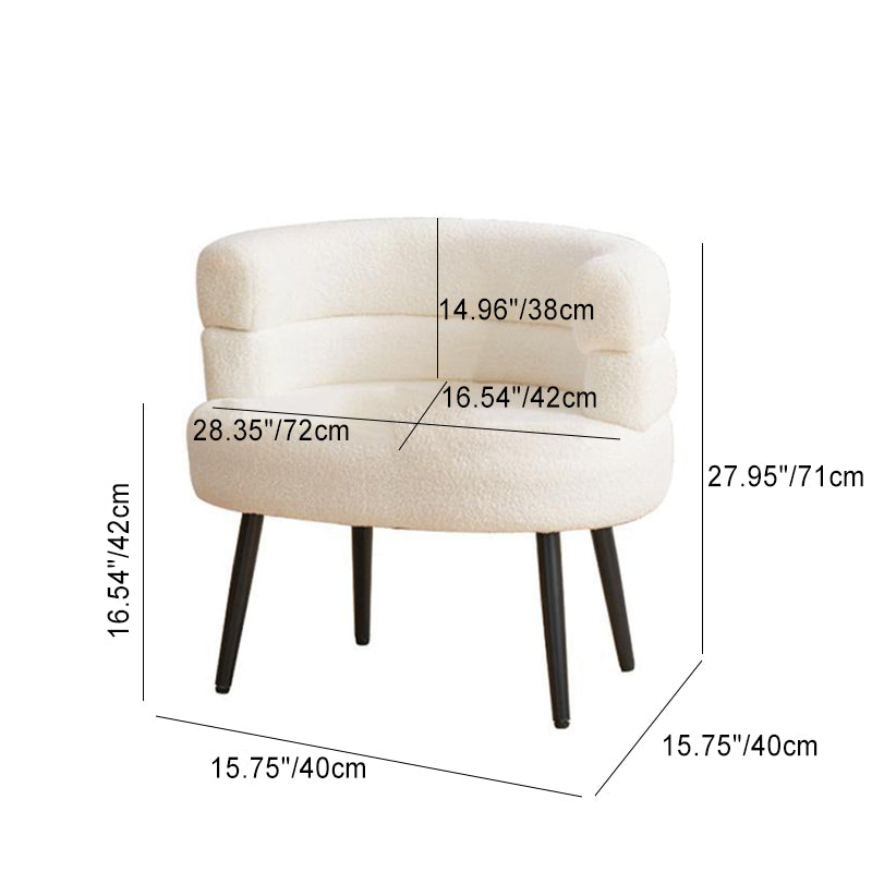 Contemporary Nordic Round Curved Lambswool Carbon Steel Vanity Stool Backrest For Bedroom