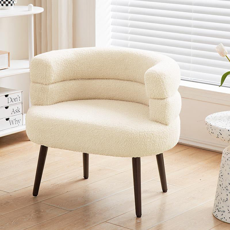 Contemporary Nordic Round Curved Lambswool Carbon Steel Vanity Stool Backrest For Bedroom