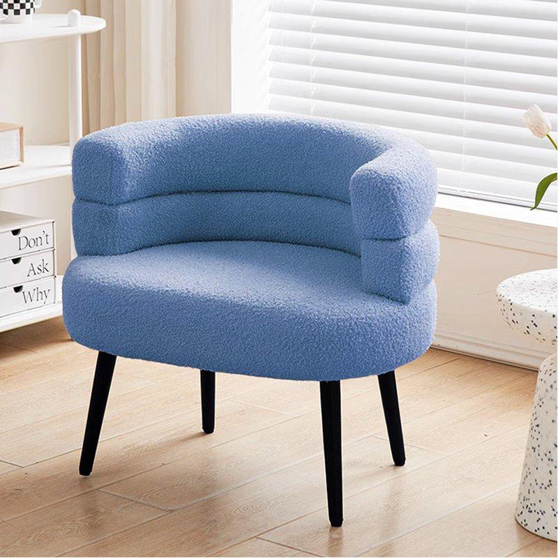 Contemporary Nordic Round Curved Lambswool Carbon Steel Vanity Stool Backrest For Bedroom