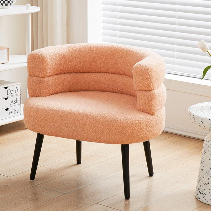 Contemporary Nordic Round Curved Lambswool Carbon Steel Vanity Stool Backrest For Bedroom