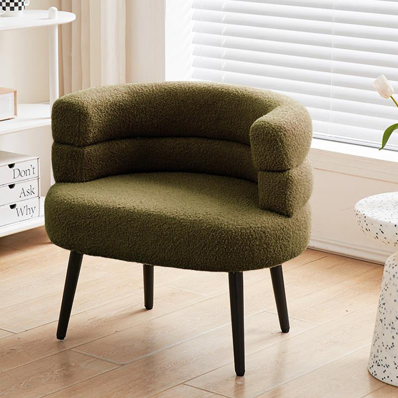 Contemporary Nordic Round Curved Lambswool Carbon Steel Vanity Stool Backrest For Bedroom